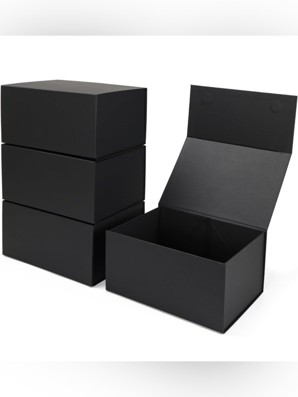 4 Pack Black 10x7x5 Inches Gift Boxes with Magnetic Closure Lids